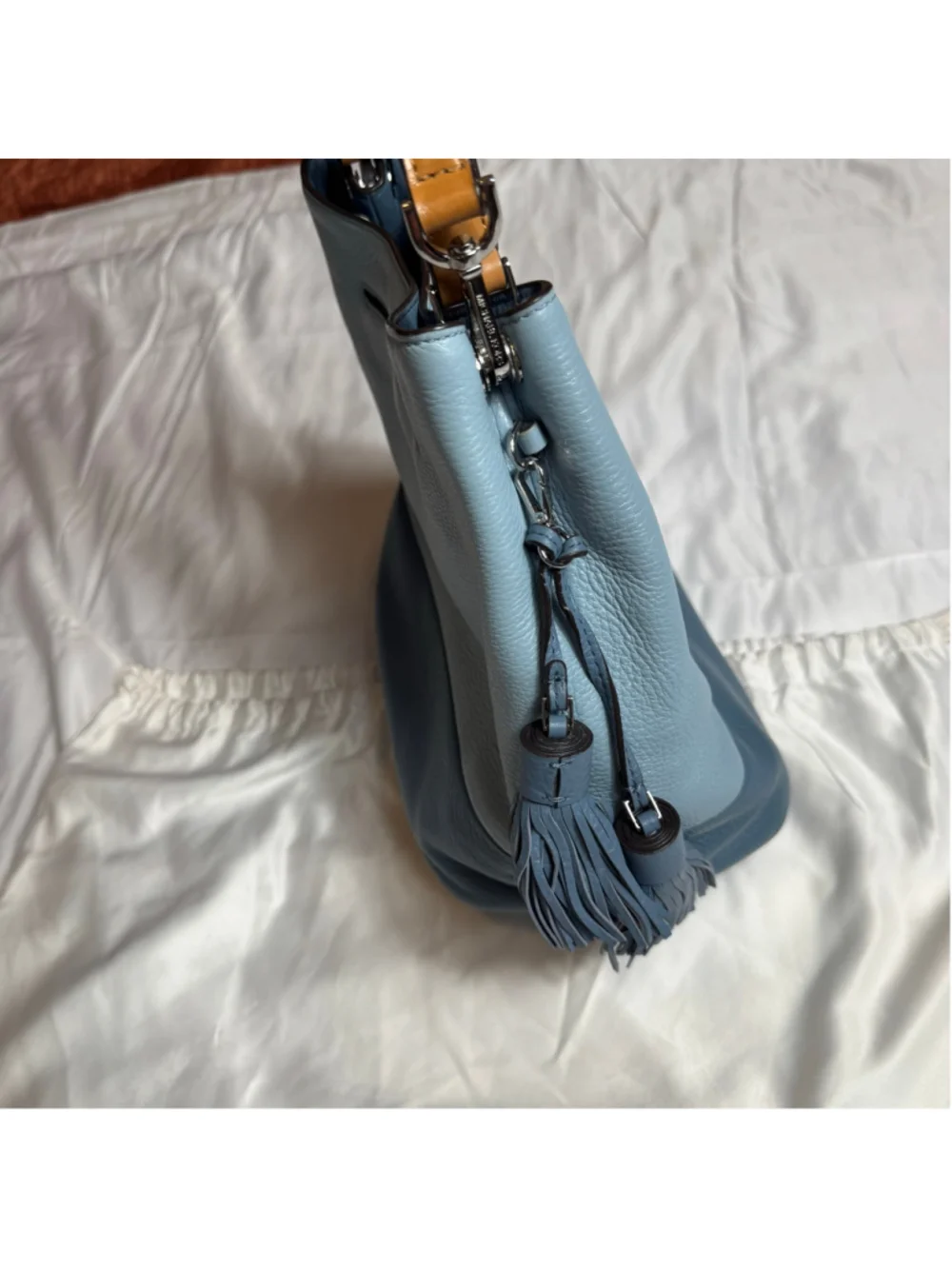 Women's Michael Kors Hobo Bag Two Tone Blue Pebble Leather
